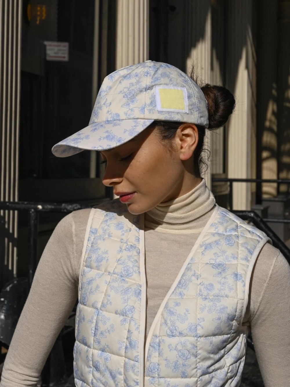 YLLW THE LABEL Luca Quilted Cap- Blue Toile